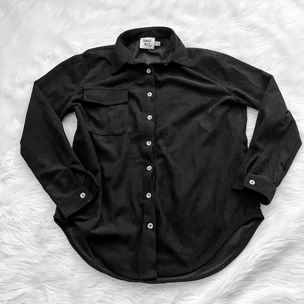 Princess Polly Black Button Up Top